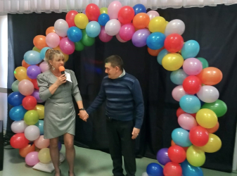 Mieszkańcy Domu na zabawie karnawałowej w DPS w Zborowie.