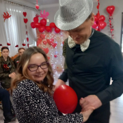 Udział mieszkańców Domu w zabawie walentynkowej.