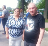 Mieszkańcy Domu na zabawie majówkowej w DPS w Bejscach.