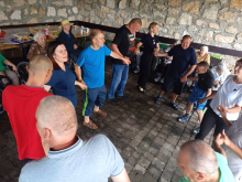 Mieszkańcy Domu na spotkaniu w DPS w Kurozwękach.